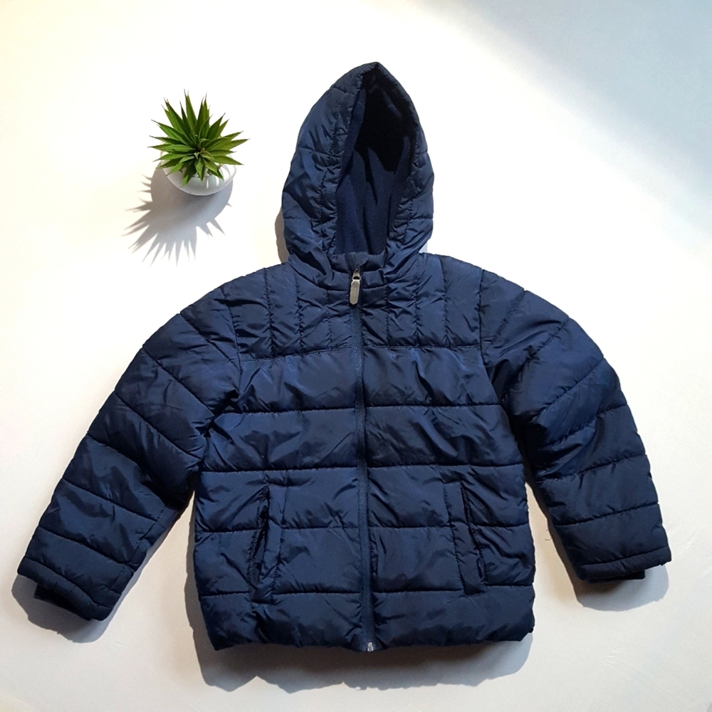 Wonder Nation Boys Size Small (6-7) Hooded Puffer Coat Navy EUC